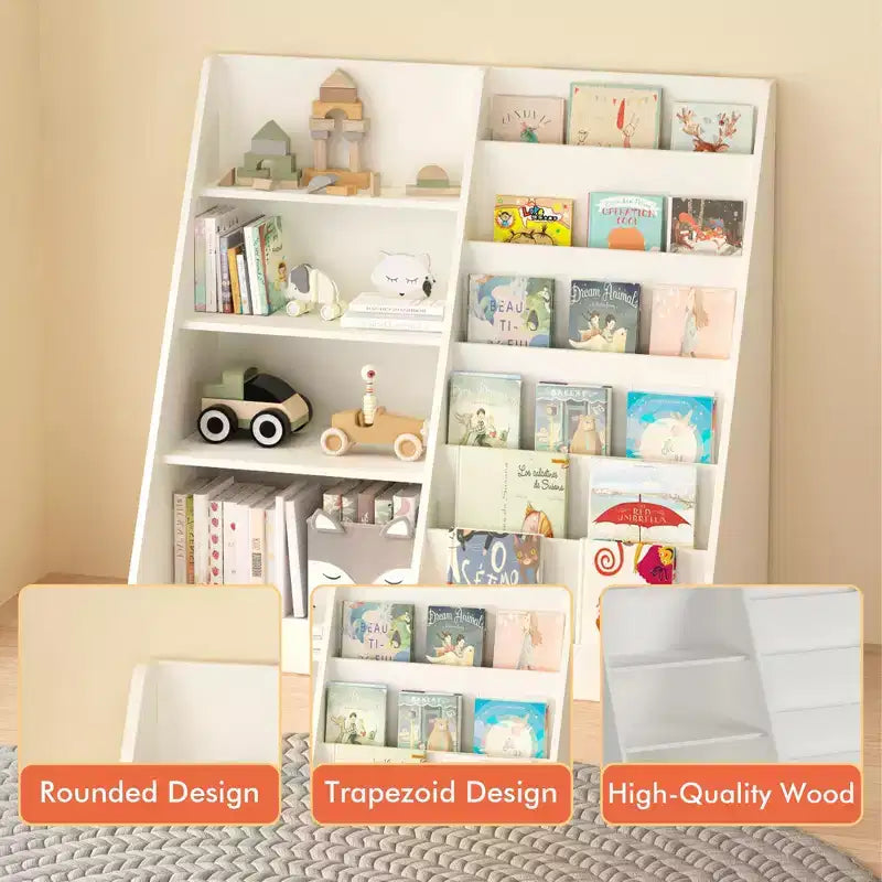 Homy Casa Kids Bookshelf and Toy Storage Organizer with Open Shelves, White