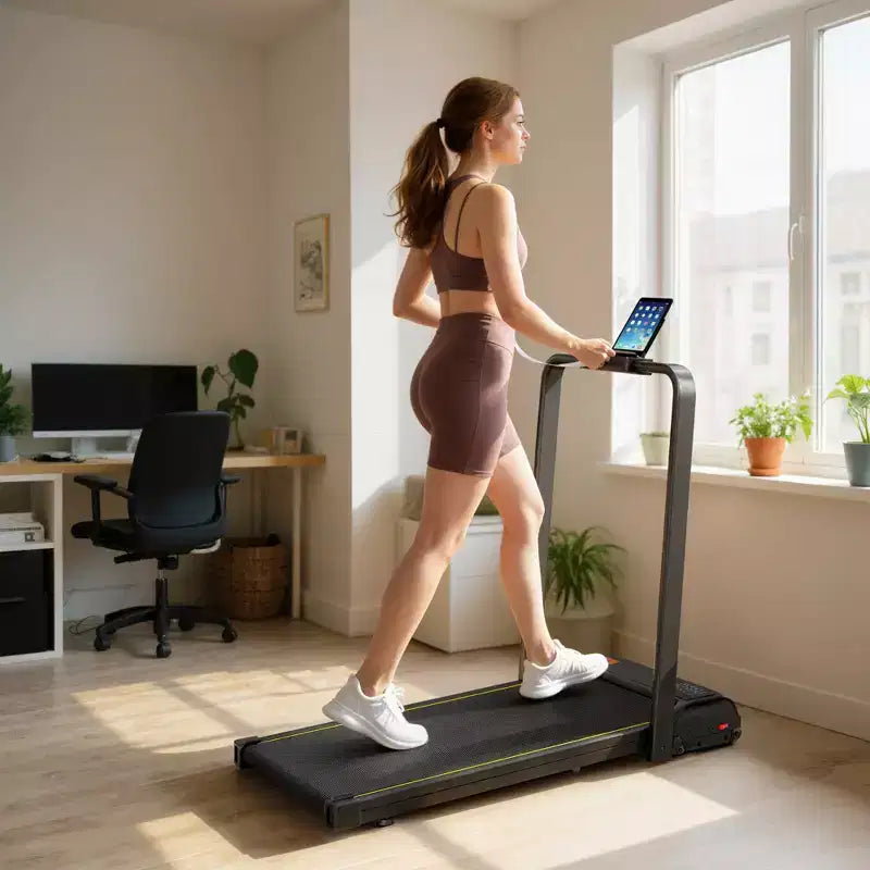 Soozier Walking Pad Treadmill, 0.66.2mph Foldable Under Desk Treadmill with Incline, Handle Bar, Wheels, LED Display and Remote Control