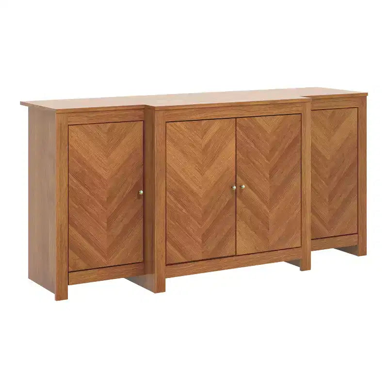 Buffet Galano 4 portes à chevrons en Noyer ambré 61,9 L 19,6 P 30 H
