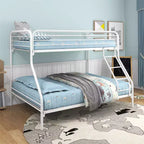 Lit superposé en métal une place au-dessus deux places, cadre robuste avec barrière de sécurité et échelle, montage facile pour chambre d'enfant ou chambre d'amis