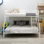 Lit superposé en métal une place au-dessus deux places, cadre robuste avec barrière de sécurité et échelle, montage facile pour chambre d'enfant ou chambre d'amis