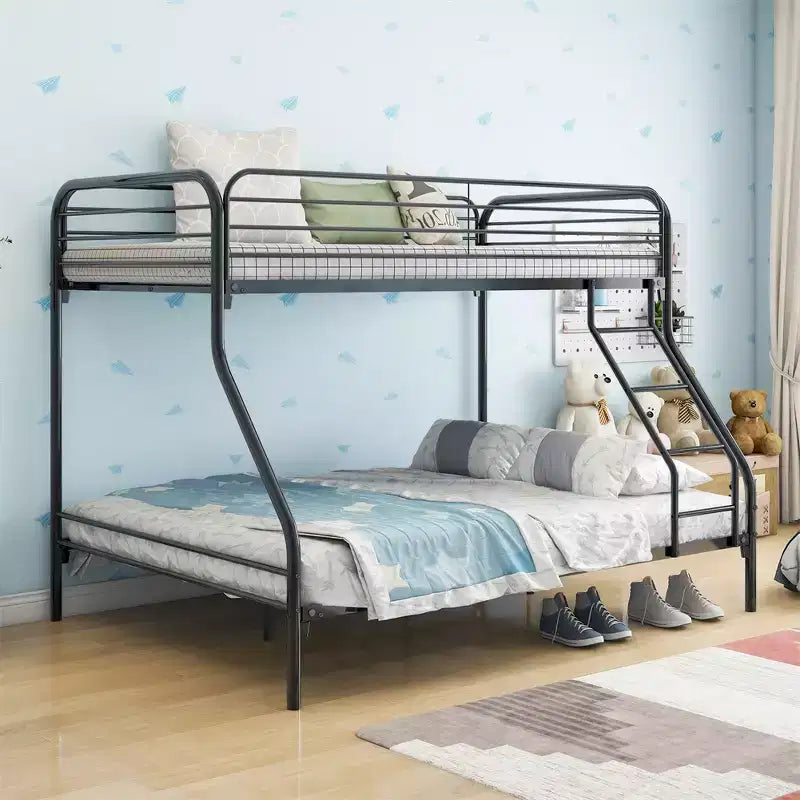 Twin Over Full Metal Bunk Bed, Sturdy Frame with Guardrail & Ladder, Easy Assembly for Kids' Bedroom or Guest Room