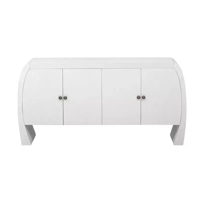 Meuble de rangement GDFStudio Oscar à 4 portes en placage de frêne avec pieds incurvés et étagères réglables