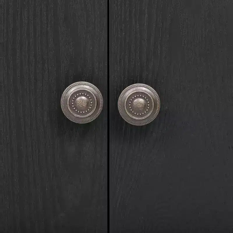 Meuble de rangement GDFStudio Oscar à 4 portes en placage de frêne avec pieds incurvés et étagères réglables