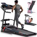 KRISRATE Foldable Treadmill with Sit Up Bench, 2025 Upgrade 3.5HP Portable Treadmills for Home with Incline, Smart LCD Display Body Fat & Heart Rate