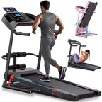 KRISRATE Foldable Treadmill with Sit Up Bench, 2025 Upgrade 3.5HP Portable Treadmills for Home with Incline, Smart LCD Display Body Fat & Heart Rate