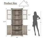 Corner Cabinet, Tall Corner Cabinet with Barn Door & Adjustable Shelves, Corner Storage Cabinet for Living Room, Kitchen, Bathroom, Washed Grey