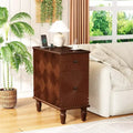 JVNOXK 24inch tall modern sofa side table featuring two spacious drawers and a generously sized tabletop, ideal for narrow living room side tables