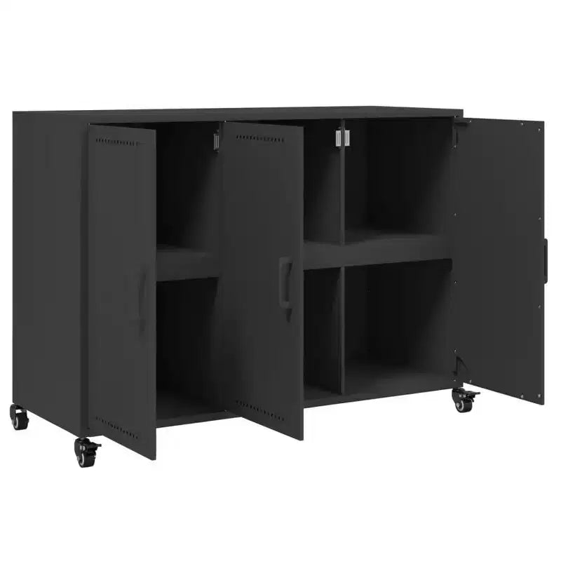 vidaXL Commode noir Acier laminé à froid Meuble de rangement rectangulaire