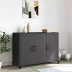 vidaXL Commode noir Acier laminé à froid Meuble de rangement rectangulaire