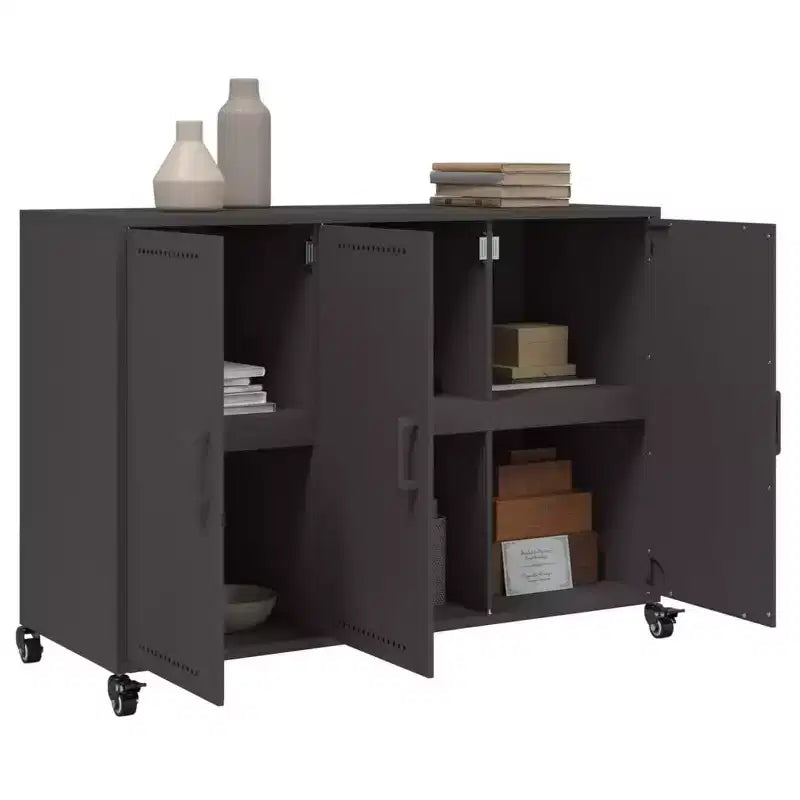vidaXL Commode noir Acier laminé à froid Meuble de rangement rectangulaire
