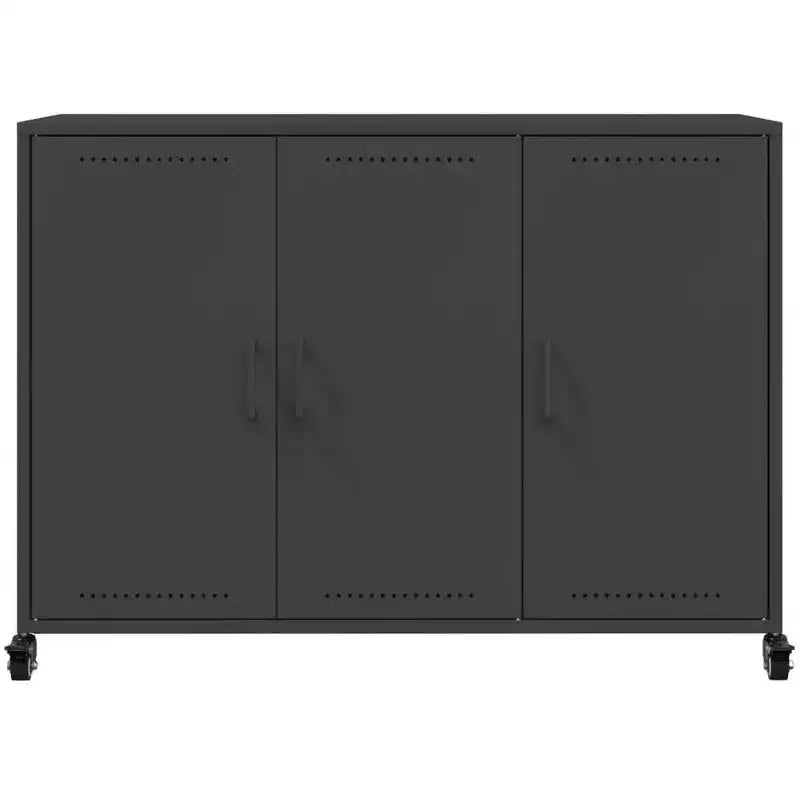 vidaXL Commode noir Acier laminé à froid Meuble de rangement rectangulaire