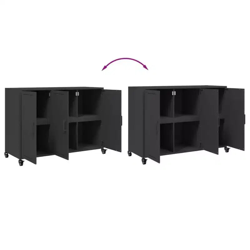 vidaXL Commode noir Acier laminé à froid Meuble de rangement rectangulaire