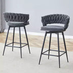 Lot de 2/4 tabourets de bar pivotants Okak, tabourets de comptoir en coton respirant avec cadre en métal galvanisé, sièges résistants à la rouille pour cuisine