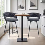 Lot de 2/4 tabourets de bar pivotants Okak, tabourets de comptoir en coton respirant avec cadre en métal galvanisé, sièges résistants à la rouille pour cuisine