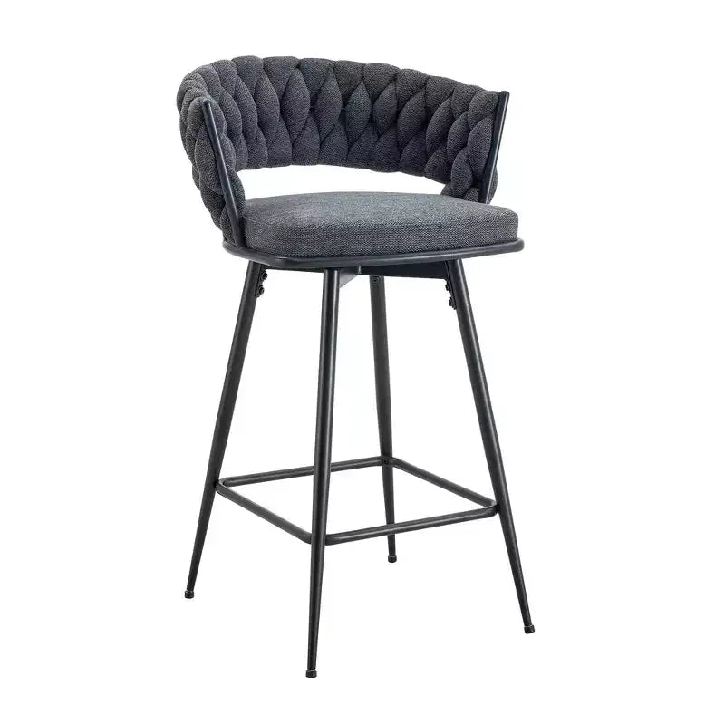 Lot de 2/4 tabourets de bar pivotants Okak, tabourets de comptoir en coton respirant avec cadre en métal galvanisé, sièges résistants à la rouille pour cuisine