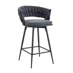 Lot de 2/4 tabourets de bar pivotants Okak, tabourets de comptoir en coton respirant avec cadre en métal galvanisé, sièges résistants à la rouille pour cuisine