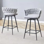 Lot de 2/4 tabourets de bar pivotants Okak, tabourets de comptoir en coton respirant avec cadre en métal galvanisé, sièges résistants à la rouille pour cuisine