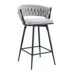 Lot de 2/4 tabourets de bar pivotants Okak, tabourets de comptoir en coton respirant avec cadre en métal galvanisé, sièges résistants à la rouille pour cuisine
