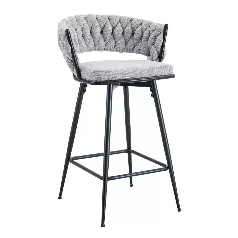 Lot de 2/4 tabourets de bar pivotants Okak, tabourets de comptoir en coton respirant avec cadre en métal galvanisé, sièges résistants à la rouille pour cuisine