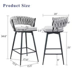Lot de 2/4 tabourets de bar pivotants Okak, tabourets de comptoir en coton respirant avec cadre en métal galvanisé, sièges résistants à la rouille pour cuisine