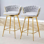 Lot de 2/4 tabourets de bar pivotants Okak, tabourets de comptoir en coton respirant avec cadre en métal galvanisé, sièges résistants à la rouille pour cuisine