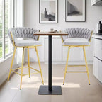 Lot de 2/4 tabourets de bar pivotants Okak, tabourets de comptoir en coton respirant avec cadre en métal galvanisé, sièges résistants à la rouille pour cuisine