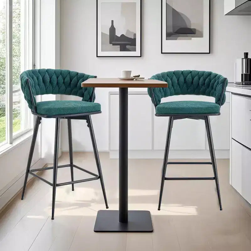 Lot de 2/4 tabourets de bar pivotants Okak, tabourets de comptoir en coton respirant avec cadre en métal galvanisé, sièges résistants à la rouille pour cuisine