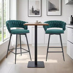 Lot de 2/4 tabourets de bar pivotants Okak, tabourets de comptoir en coton respirant avec cadre en métal galvanisé, sièges résistants à la rouille pour cuisine