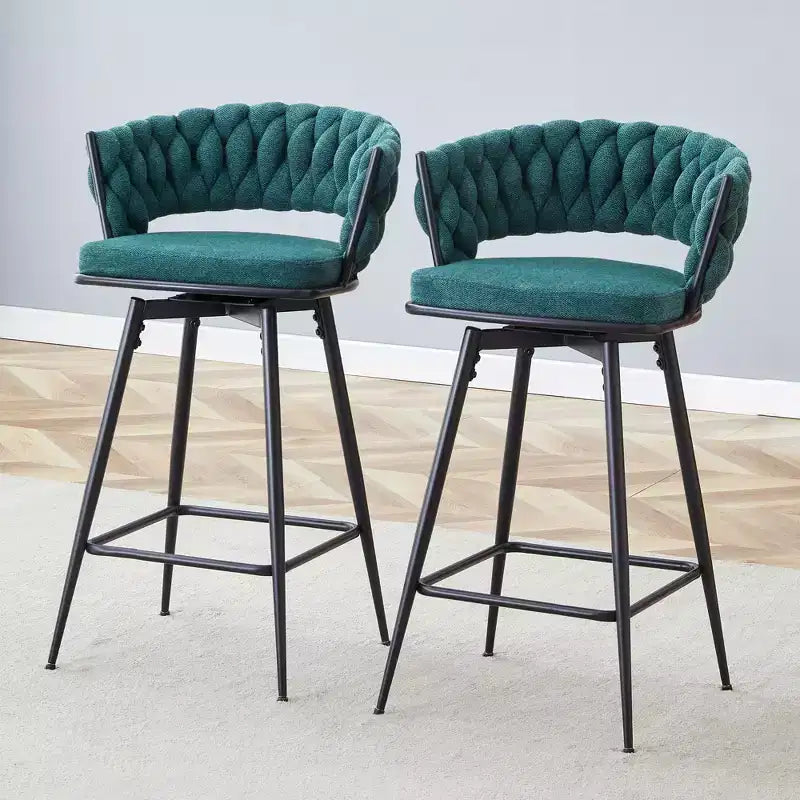 Lot de 2/4 tabourets de bar pivotants Okak, tabourets de comptoir en coton respirant avec cadre en métal galvanisé, sièges résistants à la rouille pour cuisine