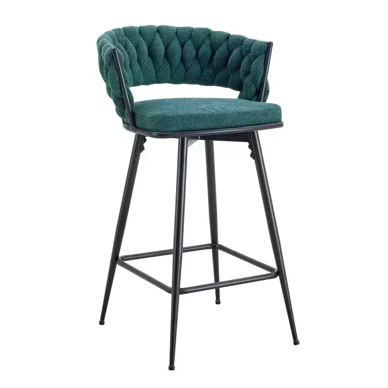 Lot de 2/4 tabourets de bar pivotants Okak, tabourets de comptoir en coton respirant avec cadre en métal galvanisé, sièges résistants à la rouille pour cuisine