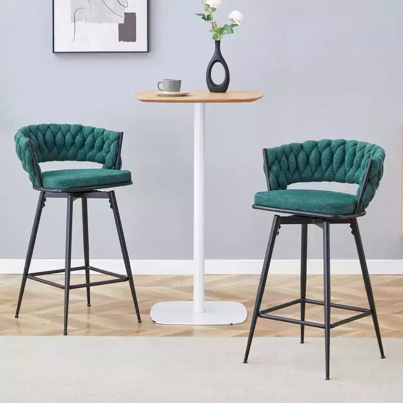 Lot de 2/4 tabourets de bar pivotants Okak, tabourets de comptoir en coton respirant avec cadre en métal galvanisé, sièges résistants à la rouille pour cuisine