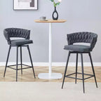 Lot de 2/4 tabourets de bar pivotants Okak, tabourets de comptoir en coton respirant avec cadre en métal galvanisé, sièges résistants à la rouille pour cuisine