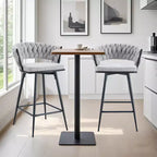 Lot de 2/4 tabourets de bar pivotants Okak, tabourets de comptoir en coton respirant avec cadre en métal galvanisé, sièges résistants à la rouille pour cuisine