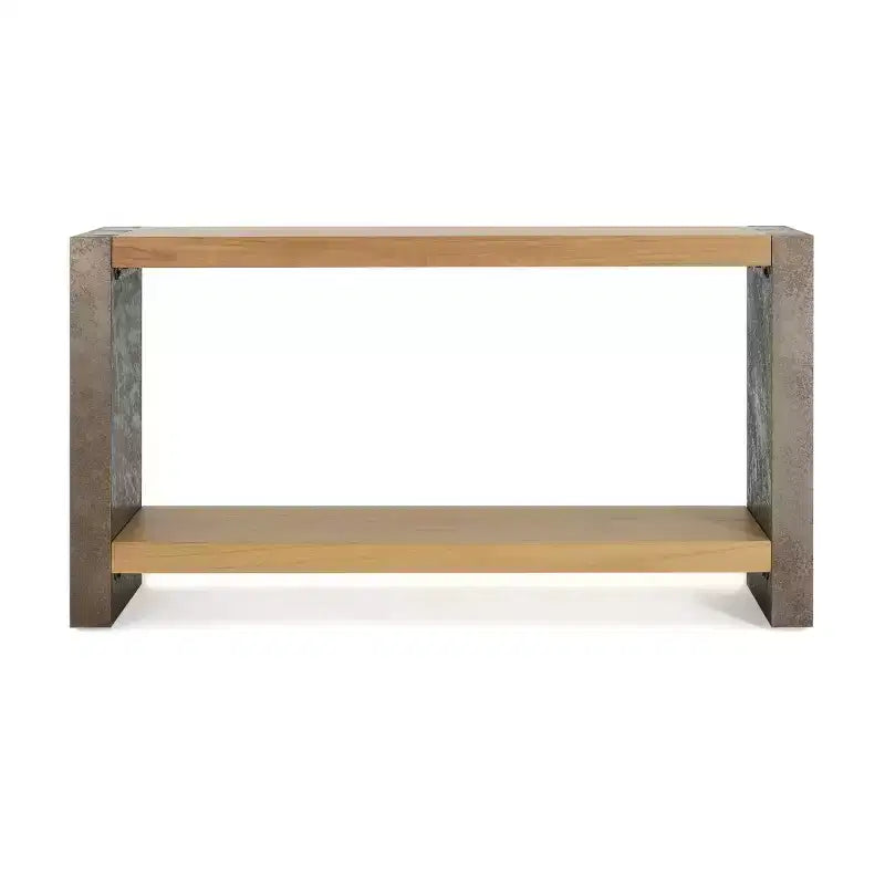 Console de ferme, table d'entrée en bois vieilli avec assemblages à queue d'aronde, étagère inférieure pour couloir ou salon - Panipeachy