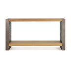 Console de ferme, table d'entrée en bois vieilli avec assemblages à queue d'aronde, étagère inférieure pour couloir ou salon - Panipeachy
