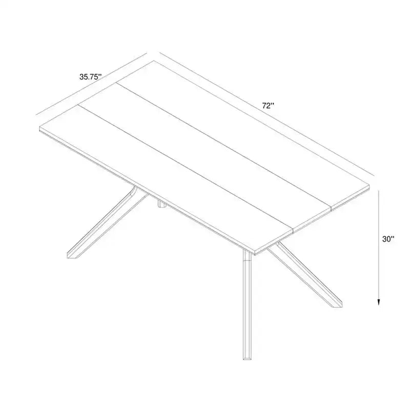 Cross Leg Rectangular Dining Table (72in / 1830mm)