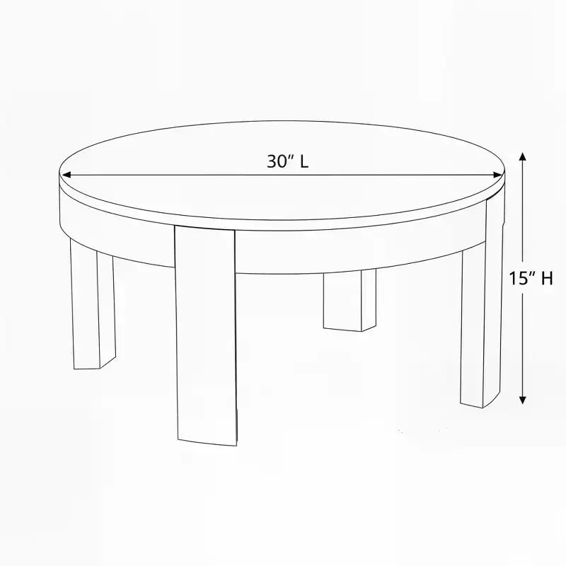 Table basse ronde moderne arrondie (30po x 30po / 762mm x 762mm)