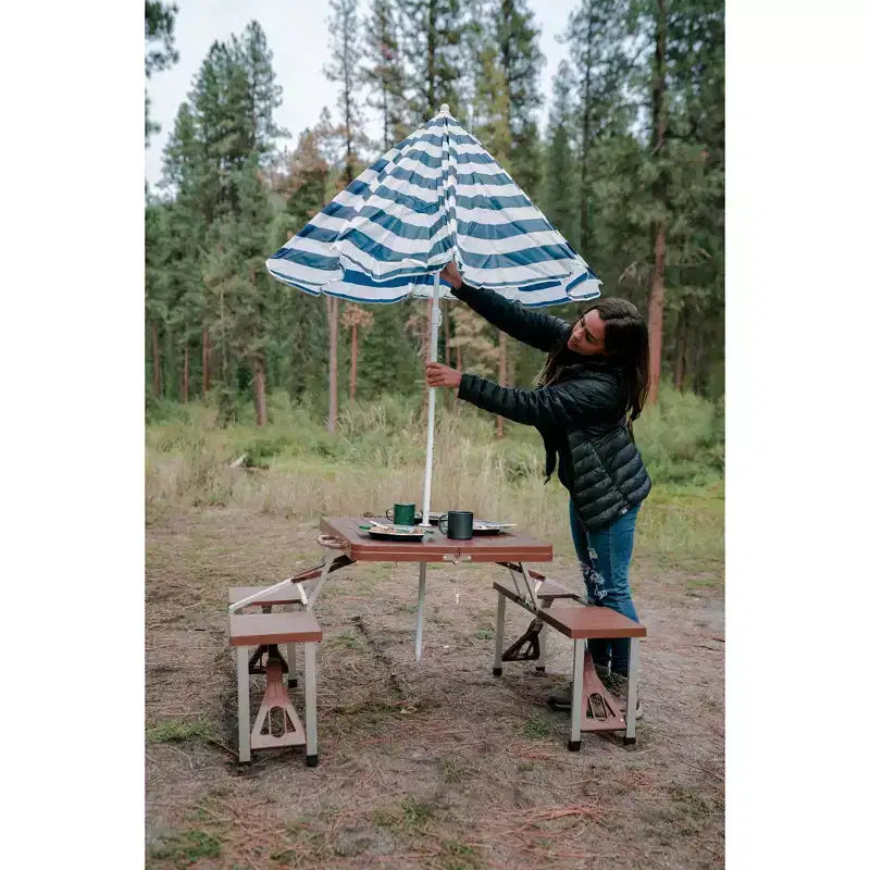 Table de pique-nique et parasol Stansport – Marron