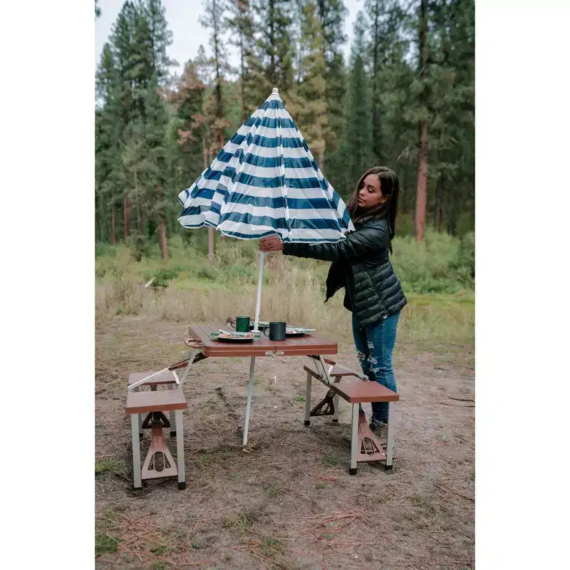 Table de pique-nique et parasol Stansport – Marron