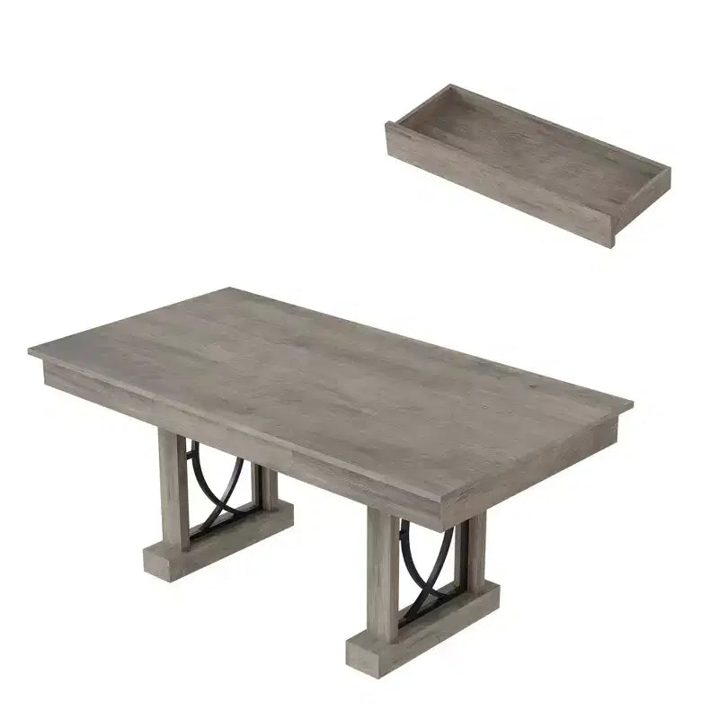 Table à manger en bois 71" pour 6 à 8 personnes avec 2 grands tiroirs, table de cuisine rectangulaire de style ferme avec plateau épais, pour grande famille