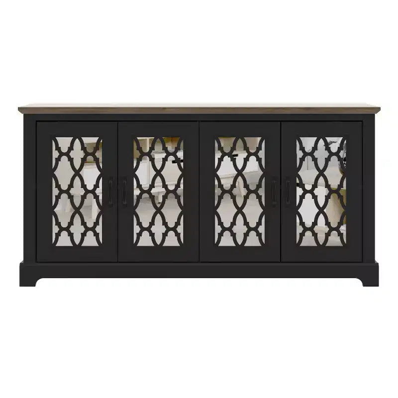 Galano TV Stand with Mirrored Door Storage 68.2 W  17.1 D  29.3 H