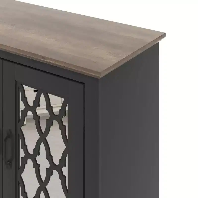 Galano TV Stand with Mirrored Door Storage 68.2 W  17.1 D  29.3 H