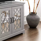 Galano TV Stand with Mirrored Door Storage 68.2 W  17.1 D  29.3 H