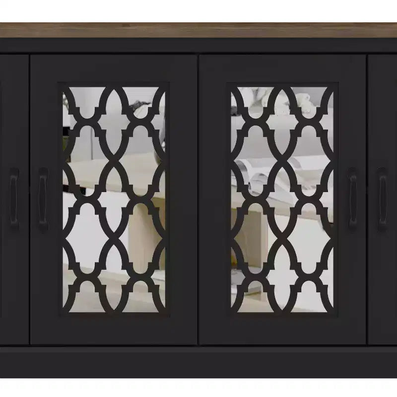 Galano TV Stand with Mirrored Door Storage 68.2 W  17.1 D  29.3 H