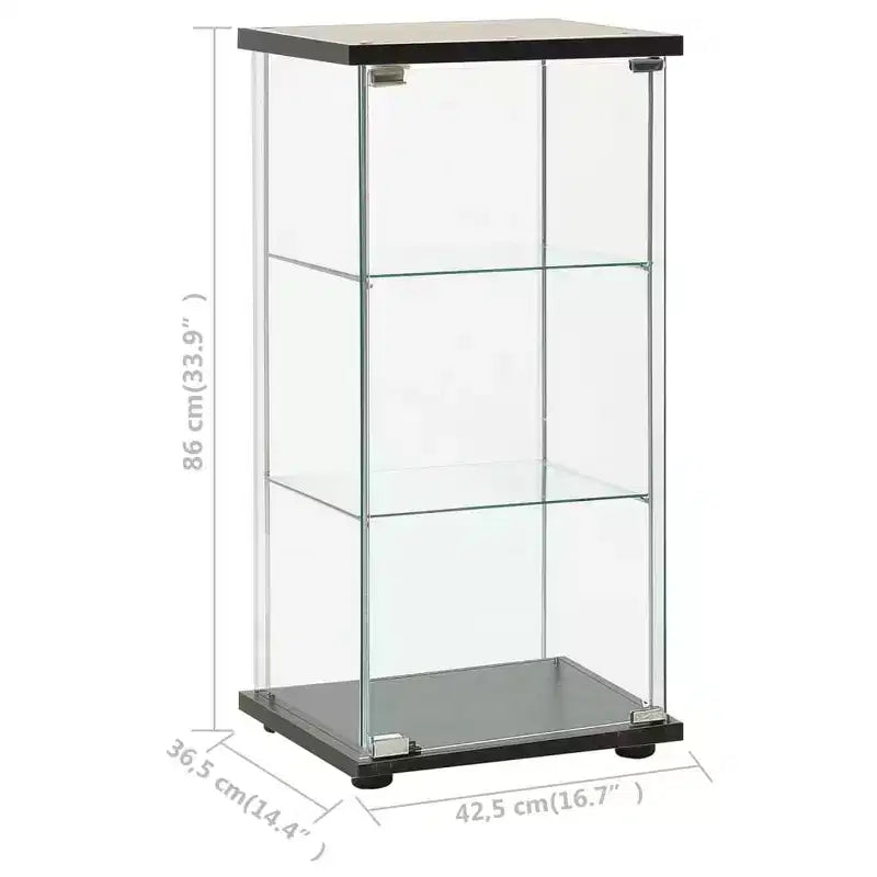 vidaXL Storage Cabinet Bookshelf 4-Shelf Glass Display Cabinet Tempered Glass
