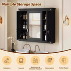 MAYEERTY 35 Armoire de toilette murale, Armoire murale de salle de bain moderne avec miroir et étagères ouvertes pour salle de bain Gris