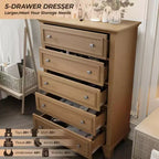 Commode à 5 tiroirs pour chambre à coucher, chiffonnier en bois de 122 cm de hauteur avec poignées en métal, organisateur de rangement pour vêtements, commode étroite pour chambre à coucher