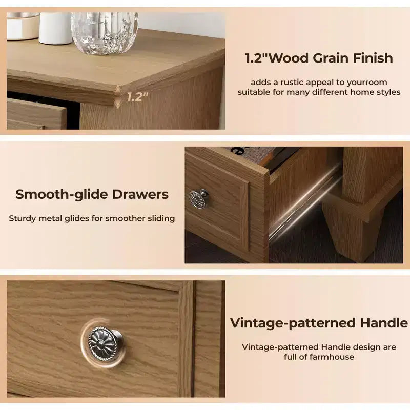 Commode à 5 tiroirs pour chambre à coucher, chiffonnier en bois de 122 cm de hauteur avec poignées en métal, organisateur de rangement pour vêtements, commode étroite pour chambre à coucher