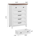 Commode à 5 tiroirs pour chambre à coucher, 41,3 po de haut, en bois, autoportante, grand rangement | Organiseur de placard vertical pour chambre à coucher et salon